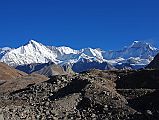 Gokyo 5 Scoundrels View 3 Cho Oyu Ridge To Gyachung Kang From Fourth Lake The long ridge between Cho Oyu (8201m) and Gyachung Kang (7952m) dominates the view north from the fourth Gokyo Lake north of Gokyo.